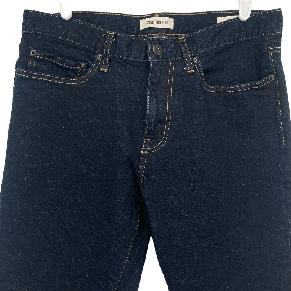 Goodthreads Men's Trendy Casual Denim Jeans 32x33 Slim Fit Stretch Mid Rise Navy